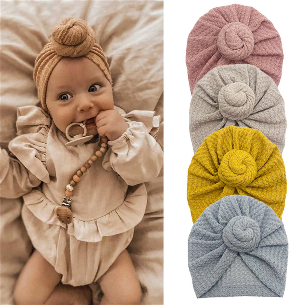 Solid Donut Turban Baby Girl Cap Winter Warm Infant Hat Elastic Child Newborn Head Wraps Turbans Headbands Baby Hair Accessories.