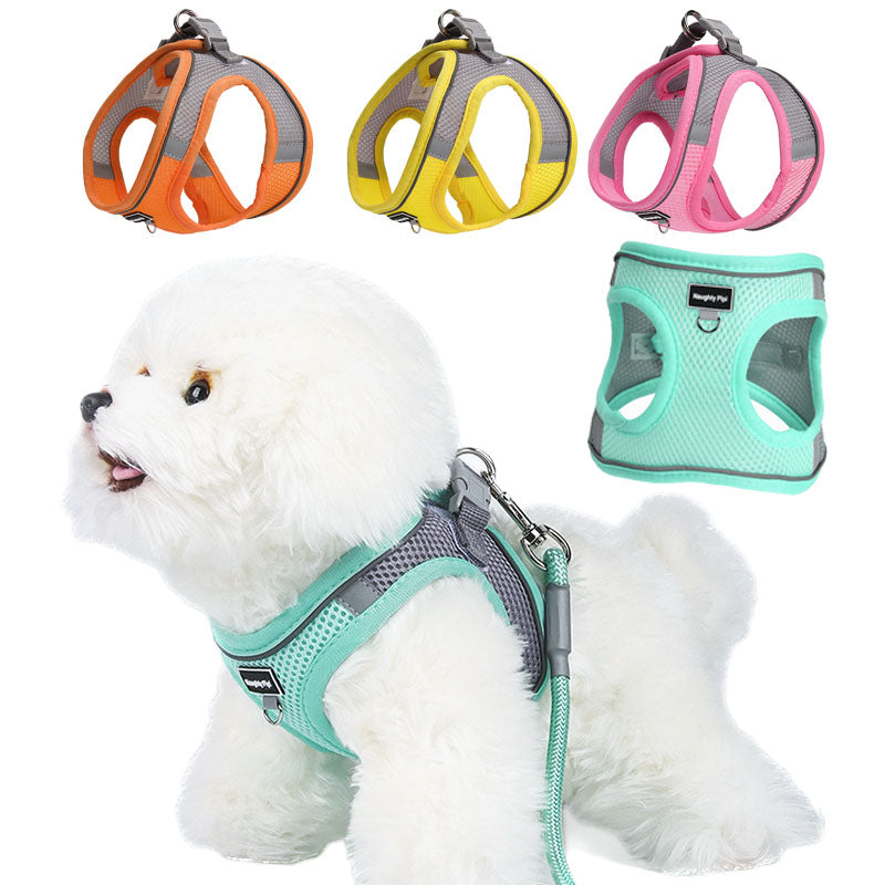 Dog Harness for Small Dogs Adjustable Puppy Cat Harness Vest French Bulldog Chihuahua Pug Pet Outdoor Walking Collar Leash Set.