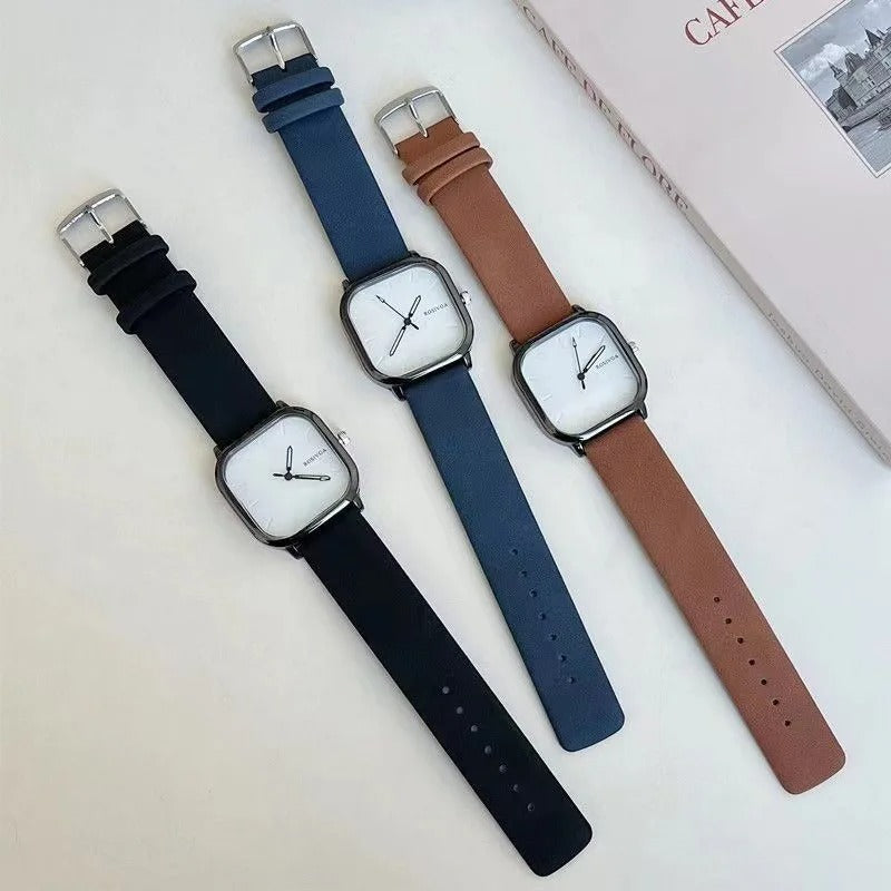 Fashion Watch Simple Square Dial PU Leather Quartz Men Business Watch Wristwatch for Men Clock for Women Montre Homme