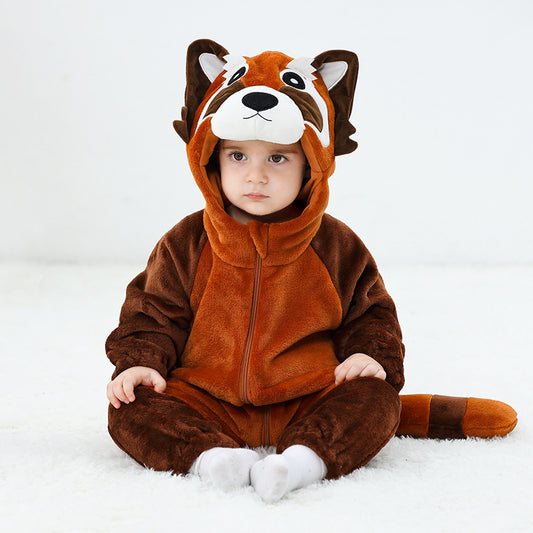 Cute Raccoon Baby Clothes Boy Girl Onesie Romper Winter flannel Bodysuit Pajamas Kigurumis Halloween Children's clothing 0-5year.