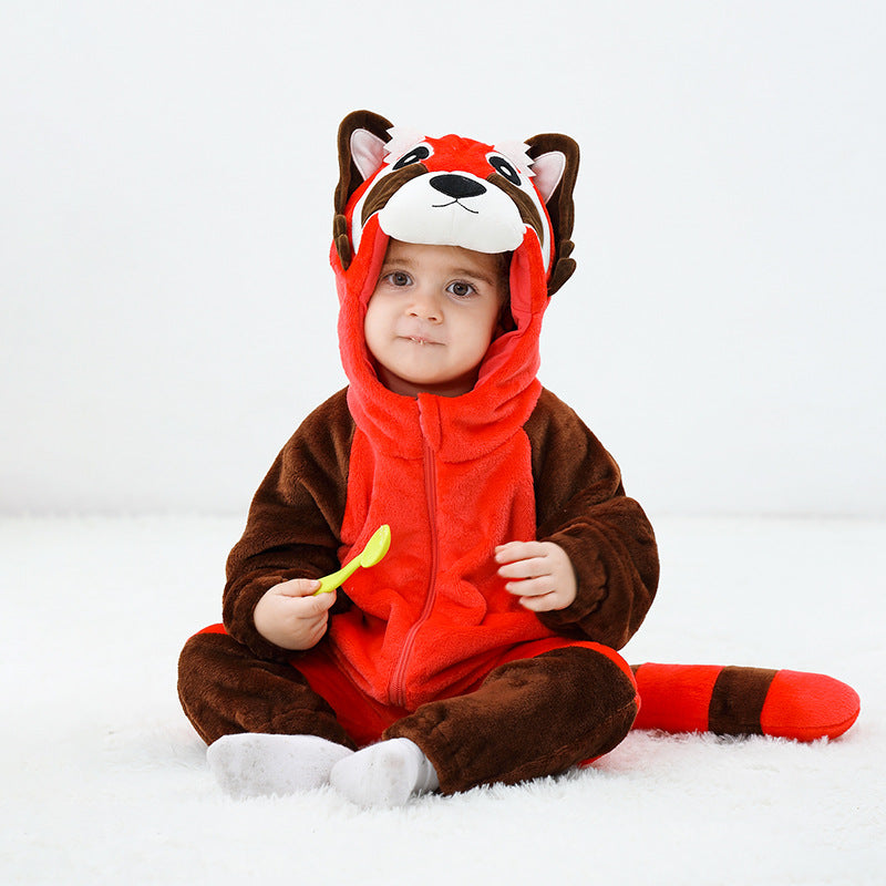 Cute Raccoon Baby Clothes Boy Girl Onesie Romper Winter flannel Bodysuit Pajamas Kigurumis Halloween Children's clothing 0-5year.