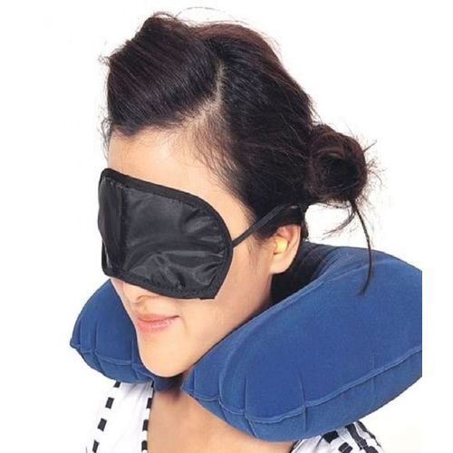 3 In 1 Combo Travel Kit Of Neck Pillow, Eye Mask And Ear Plug (random Colour).