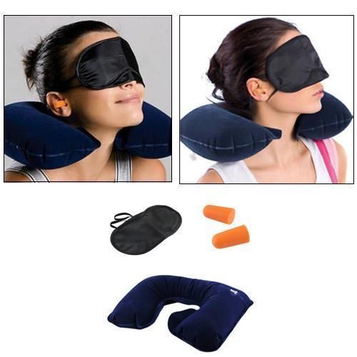 3 In 1 Combo Travel Kit Of Neck Pillow, Eye Mask And Ear Plug (random Colour).