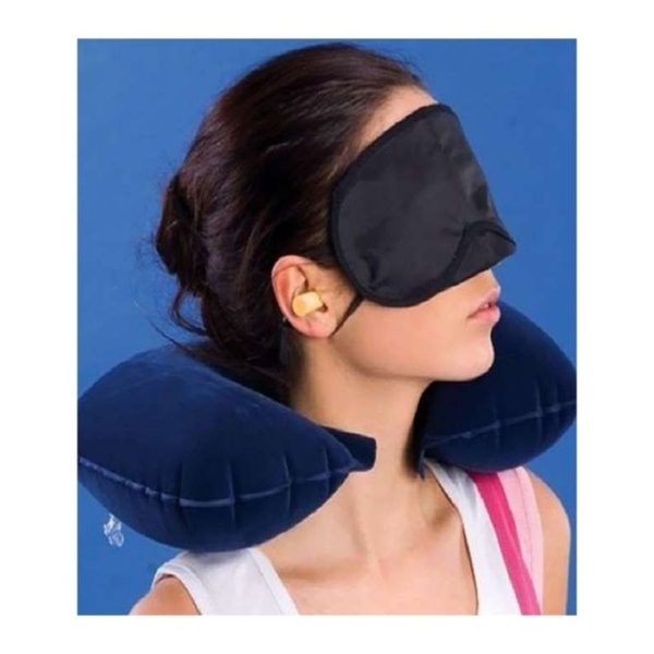 3 In 1 Combo Travel Kit Of Neck Pillow, Eye Mask And Ear Plug (random Colour).