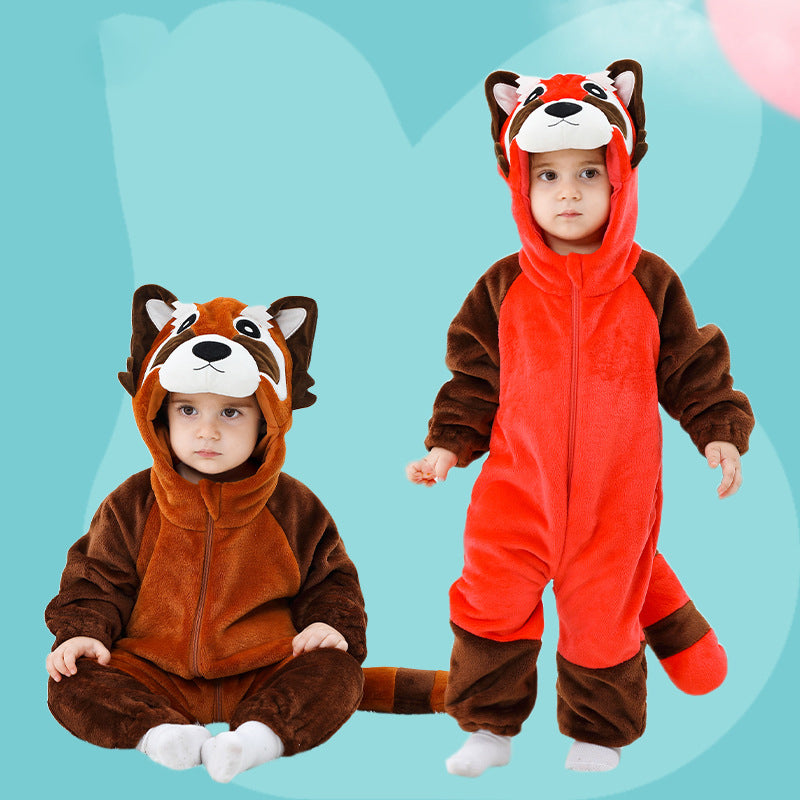 Cute Raccoon Baby Clothes Boy Girl Onesie Romper Winter flannel Bodysuit Pajamas Kigurumis Halloween Children's clothing 0-5year.