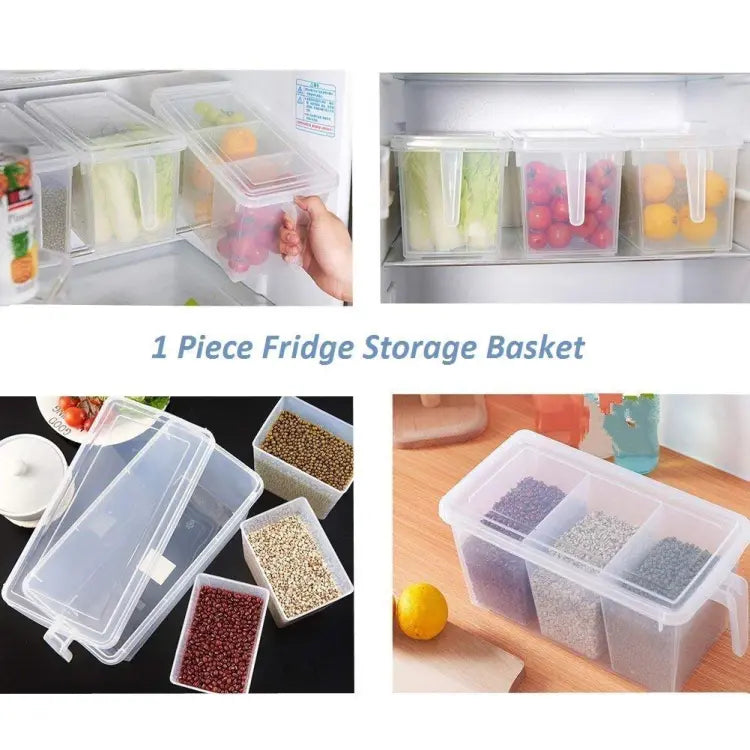 Plastic Rectangular Refrigerator Storage Box With Handle