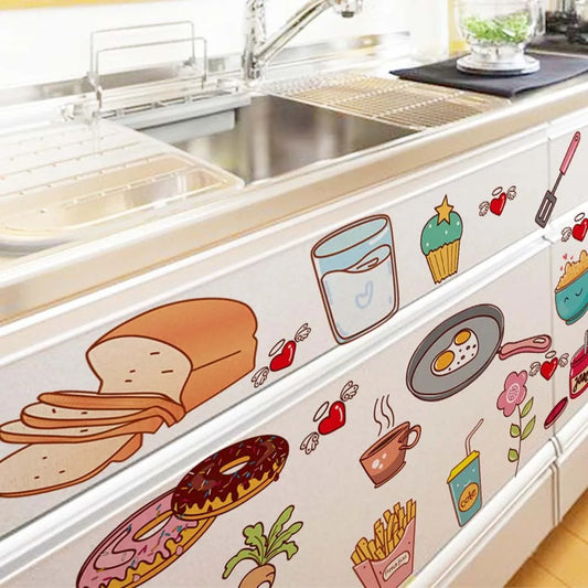 Cartoon Kitchen Refrigerator Door Stickers Decorative Stickers Food Fruit Removable Wall Sticker Stickers On The Wall