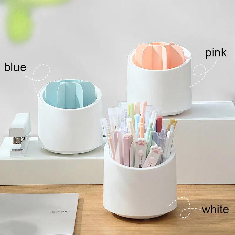 Brush Container Makeup Brush Holder Dust-proof Rotating Plastic Lipstick Eyebrow Pencil Vanity Supplies