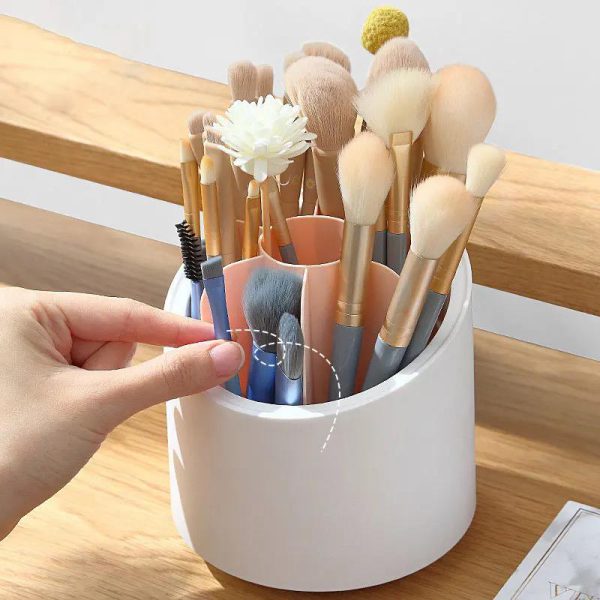 Brush Container Makeup Brush Holder Dust-proof Rotating Plastic Lipstick Eyebrow Pencil Vanity Supplies