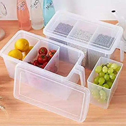 Plastic Rectangular Refrigerator Storage Box With Handle