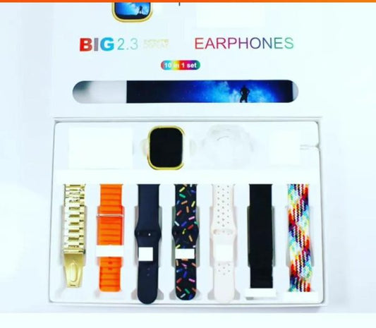 I20 Ultra Max Smart Watch | Premium Quality | 2.3 ” Big Display Screen | Watch For Men & Women | Watch For Kids | Watch For Boys | Airpods & 7 Straps In Box | 10 In 1 (random Color).