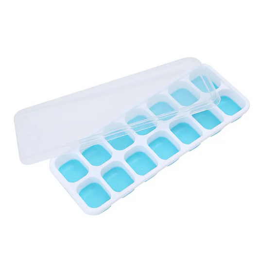 Silicone Ice Cube Trays With Lid (14 Large Cubes)(random Color)