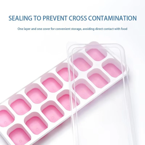 Silicone Ice Cube Trays With Lid (14 Large Cubes)(random Color)